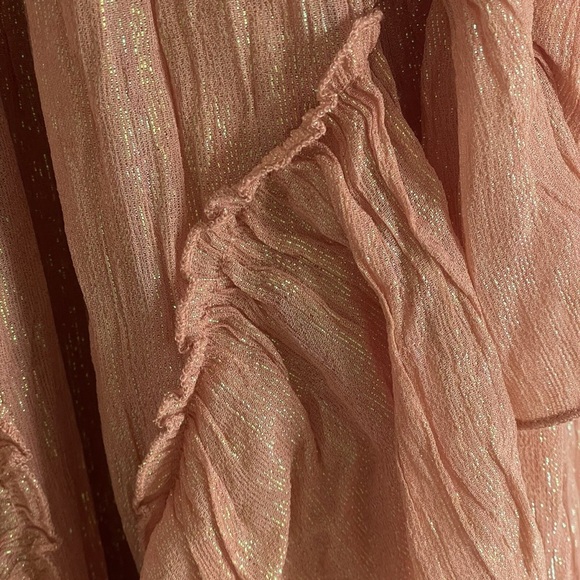 Anthropologie x BHLDN Jessa Asymmetrical Ruffled Metallic Drop Waist Gown 0 - Picture 7 of 15